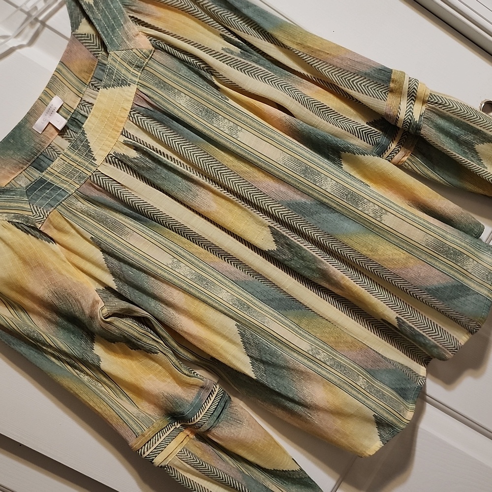 LC Lauren Conrad L Peasant Striped Long Sleeve Top T061